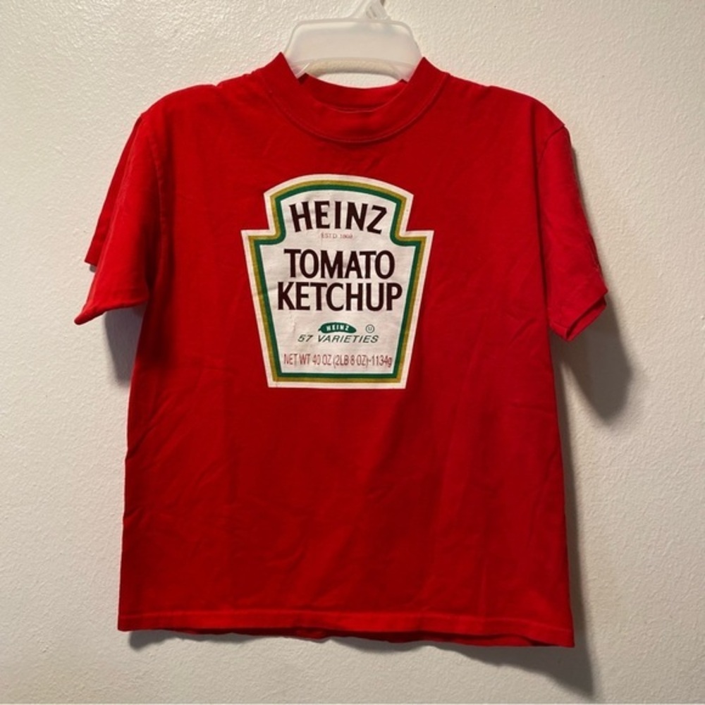 Heinze T Shirt Kids Size Large 14-16 Red Pull Over Has Some Cracking